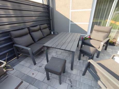 Nowoczesne aluminiowe meble ogrodowe z regulowanymi fotelami - Renalo Dining Relax Grafitowe