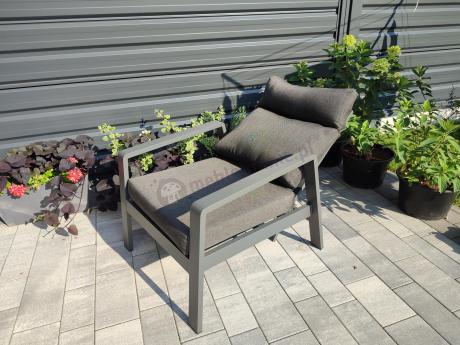 Nowoczesne aluminiowe meble ogrodowe z regulowanymi fotelami - Renalo Dining Relax Grafitowe