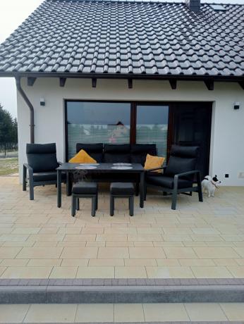 Nowoczesne aluminiowe meble ogrodowe z regulowanymi fotelami - Renalo Dining Relax Grafitowe