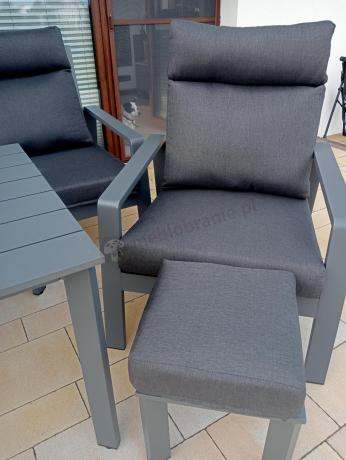 Nowoczesne aluminiowe meble ogrodowe z regulowanymi fotelami - Renalo Dining Relax Grafitowe
