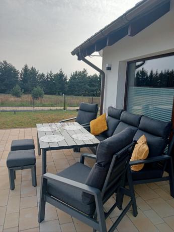 Nowoczesne aluminiowe meble ogrodowe z regulowanymi fotelami - Renalo Dining Relax Grafitowe