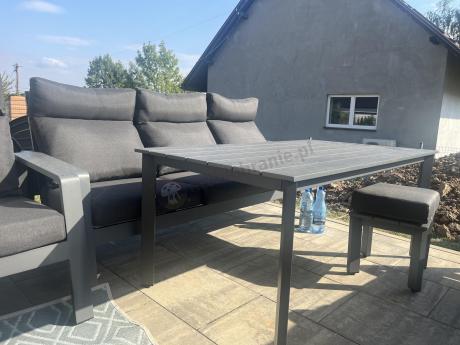 Nowoczesne aluminiowe meble ogrodowe z regulowanymi fotelami - Renalo Dining Relax Grafitowe
