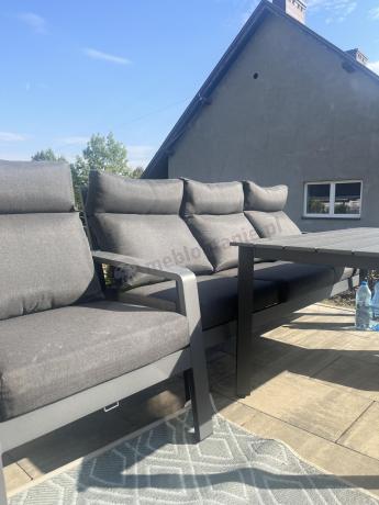 Nowoczesne aluminiowe meble ogrodowe z regulowanymi fotelami - Renalo Dining Relax Grafitowe