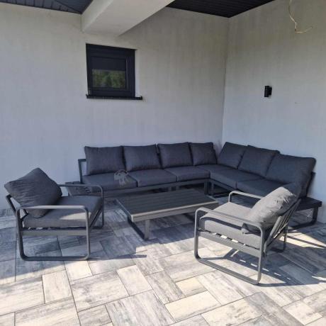 Nowoczesne grafitowe meble ogrodowe modułowe Panaon DG