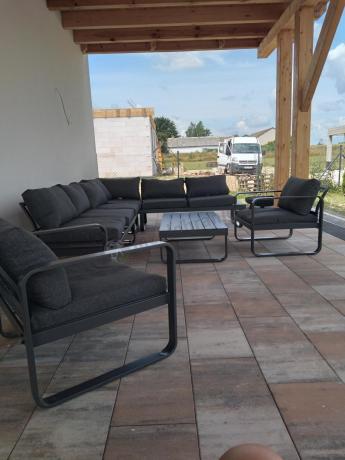 Nowoczesne grafitowe meble ogrodowe modułowe Panaon DG