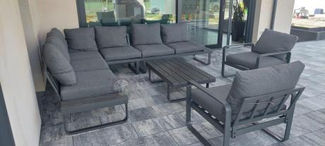 Nowoczesne grafitowe meble ogrodowe modułowe Panaon DG