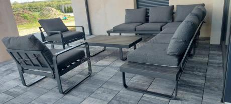 Nowoczesne grafitowe meble ogrodowe modułowe Panaon DG