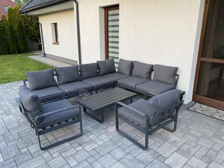 Nowoczesne grafitowe meble ogrodowe modułowe Panaon DG