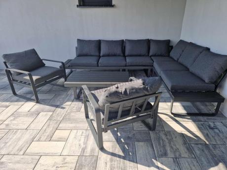 Nowoczesne grafitowe meble ogrodowe modułowe Panaon DG