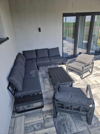 Nowoczesne grafitowe meble ogrodowe modułowe Panaon DG