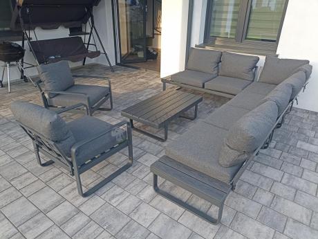 Nowoczesne grafitowe meble ogrodowe modułowe Panaon DG