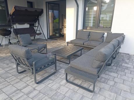 Nowoczesne grafitowe meble ogrodowe modułowe Panaon DG