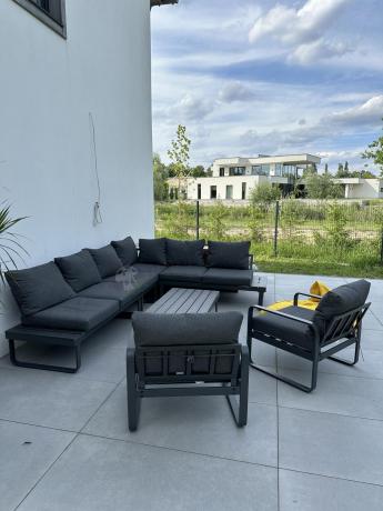 Nowoczesne grafitowe meble ogrodowe modułowe Panaon DG