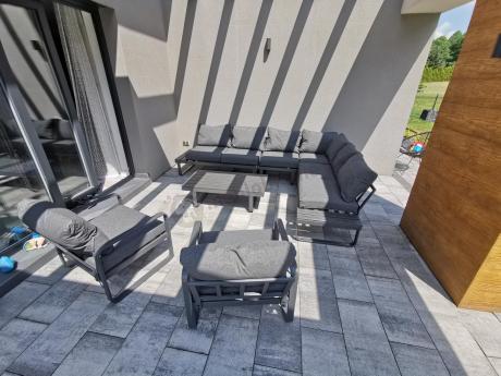 Nowoczesne grafitowe meble ogrodowe modułowe Panaon DG