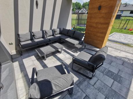 Nowoczesne grafitowe meble ogrodowe modułowe Panaon DG