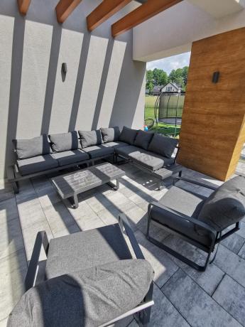 Nowoczesne grafitowe meble ogrodowe modułowe Panaon DG