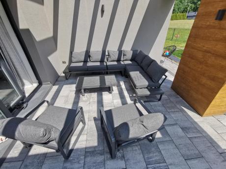 Nowoczesne grafitowe meble ogrodowe modułowe Panaon DG