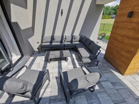 Nowoczesne grafitowe meble ogrodowe modułowe Panaon DG