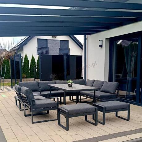 Nowoczesne grafitowe meble ogrodowe modułowe z wysokim stołem Panaon DG