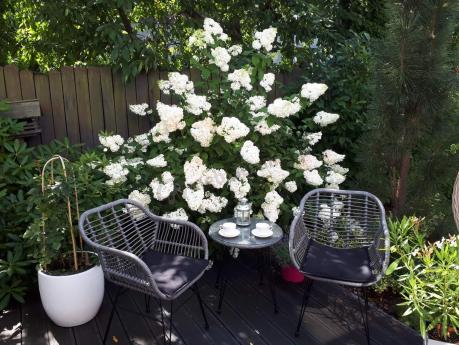 Szary zestaw rattanowy na balkon boho