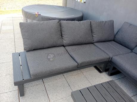 Nowoczesne meble metalowe na taras - narożnik 220x220cm + 2 fotele - Panaon Corner - DG