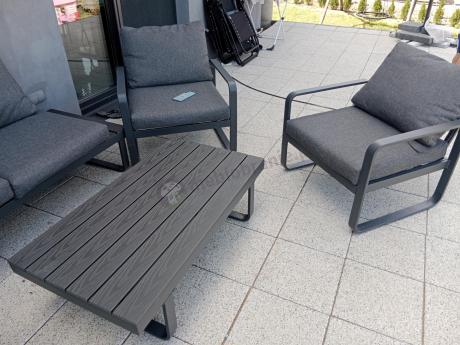 Nowoczesne meble metalowe na taras - narożnik 220x220cm + 2 fotele - Panaon Corner - DG