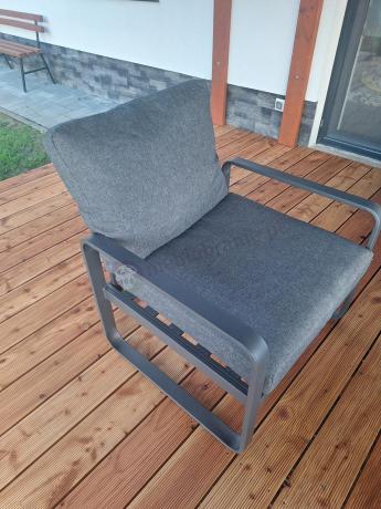 Nowoczesne meble metalowe na taras - narożnik 220x220cm + 2 fotele - Panaon Corner - DG