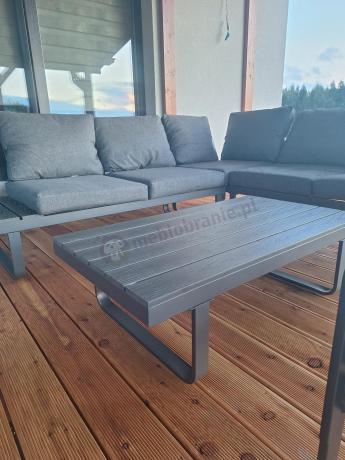 Nowoczesne meble metalowe na taras - narożnik 220x220cm + 2 fotele - Panaon Corner - DG