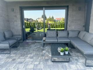 Nowoczesne meble metalowe na taras - narożnik 220x220cm + 2 fotele - Panaon Corner - DG