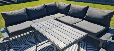 Nowoczesne meble metalowe na taras - narożnik 220x220cm + 2 fotele - Panaon Corner - DG