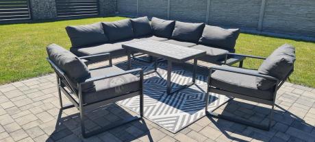 Nowoczesne meble metalowe na taras - narożnik 220x220cm + 2 fotele - Panaon Corner - DG