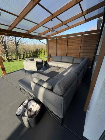 Nowoczesne meble modułowe ogrodowe Dandy - 6 elementów +fotel +pufa