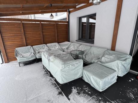 Nowoczesne meble modułowe ogrodowe Dandy - 6 elementów +fotel +pufa