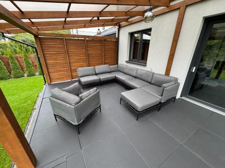 Nowoczesne meble modułowe ogrodowe Dandy - 6 elementów +fotel +pufa