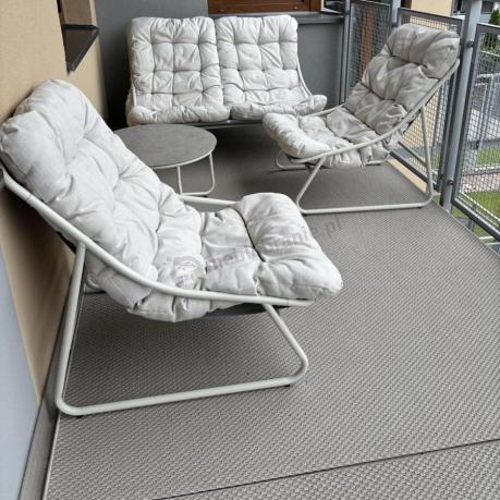Nowoczesne meble na mały taras z sofą loveseat i stolikiem dla 4 osób - Aurea Cream