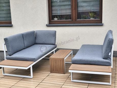 Nowoczesne meble na taras - narożnik modułowy ze stolikiem - Vernon - White