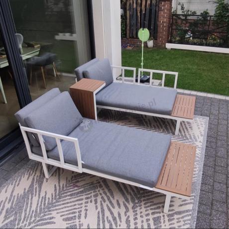 Nowoczesne meble na taras - narożnik modułowy ze stolikiem - Vernon - White