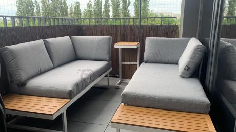 Nowoczesne meble na taras - narożnik modułowy ze stolikiem - Vernon - White