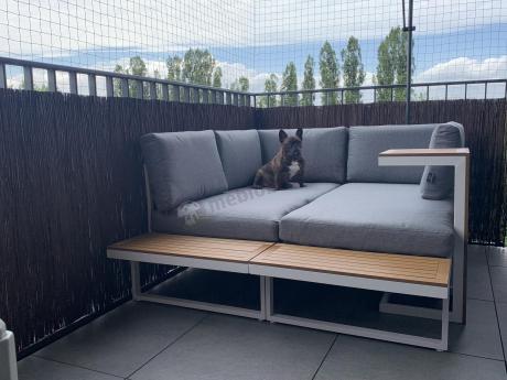 Nowoczesne meble na taras - narożnik modułowy ze stolikiem - Vernon - White