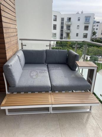 Nowoczesne meble na taras - narożnik modułowy ze stolikiem - Vernon - White