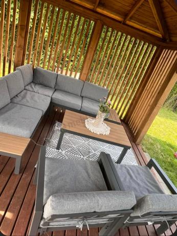 Nowoczesne meble na taras - narożnik z fotelami - Calamba Corner - Grey