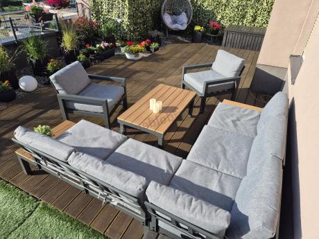 Nowoczesne meble na taras - narożnik z fotelami - Calamba Corner - Grey