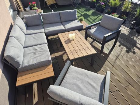 Nowoczesne meble na taras - narożnik z fotelami - Calamba Corner - Grey