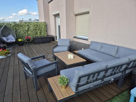 Nowoczesne meble na taras - narożnik z fotelami - Calamba Corner - Grey