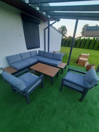 Nowoczesne meble na taras - narożnik z fotelami - Calamba Corner - Grey