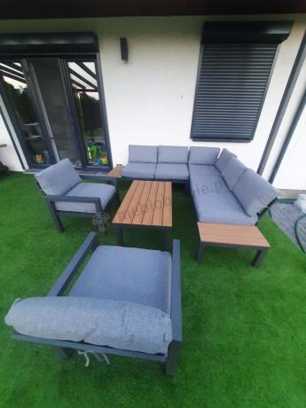 Nowoczesne meble na taras - narożnik z fotelami - Calamba Corner - Grey