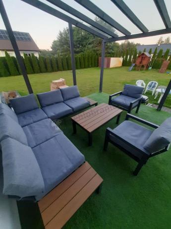 Nowoczesne meble na taras - narożnik z fotelami - Calamba Corner - Grey