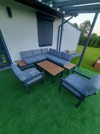 Nowoczesne meble na taras - narożnik z fotelami - Calamba Corner - Grey