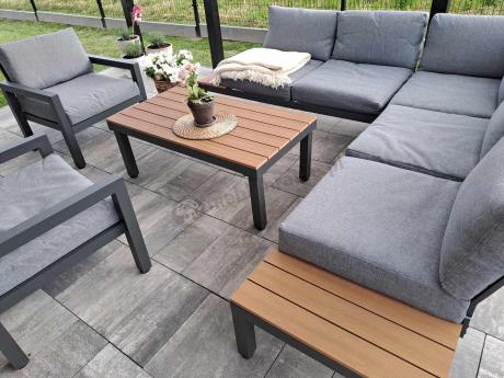 Nowoczesne meble na taras - narożnik z fotelami - Calamba Corner - Grey