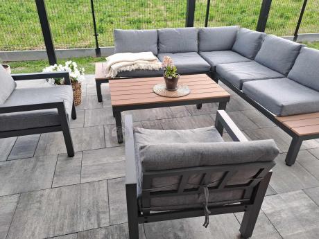 Nowoczesne meble na taras - narożnik z fotelami - Calamba Corner - Grey